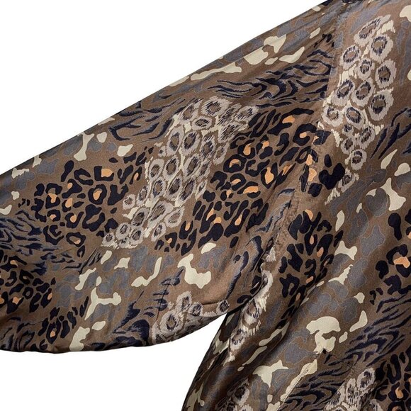 FUDA International Vintage Womens Bomber Jacket Size Medium Silk Animal Print - Picture 8 of 13